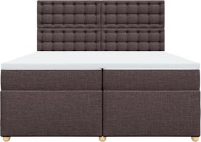 vidaXL Κρεβάτι Boxspring με Στρώμα Σκούρο Καφέ 200x200 εκ. Υφασμάτινο