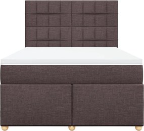 vidaXL Κρεβάτι Boxspring με Στρώμα Σκούρο Καφέ 160x200 εκ Υφασμάτινο