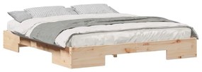 vidaXL Κρεβάτι δαπέδου Καφέ 180 x 200 cm Μασίφ ξύλο πεύκου
