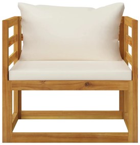 vidaXL Καρέκλα Κήπου από Μασίφ Ξύλο Ακακίας με Κρεμ Μαξιλάρια