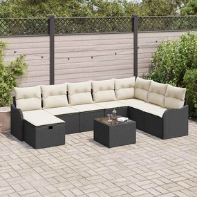 vidaXL Σετ Καναπέ Κήπου 9 pcs Μαύρο και κρεμ 287,5 x 177,5 x 85 εκ.