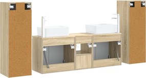 vidaXL Σετ Επίπλων Μπάνιου 5 τμχ. Sonoma Δρυς 202 x 35 x 100 cm