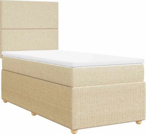 vidaXL Κρεβάτι Boxspring με Στρώμα Κρεμ 100 x 200 εκ. Υφασμάτινο