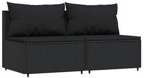 vidaXL Σαλόνι Κήπου Σετ 3 Τεμαχίων Μαύρο Συνθετικό Ρατάν με Μαξιλάρια