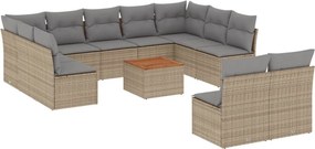 vidaXL Patio Sofa Set 11-θέσια Μίξη μπεζ και ανοιχτό γκρι