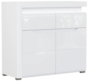 Σιφονιέρα Orlando K102, Άσπρο, Γυαλιστερό λευκό, Με συρτάρια και ντουλάπια, Αριθμός συρταριών: 1, 89x100x39cm | Epipla1.gr