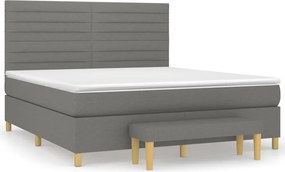 vidaXL Κρεβάτι Boxspring με Στρώμα Σκούρο Γκρι 180x200 εκ Υφασμάτιν