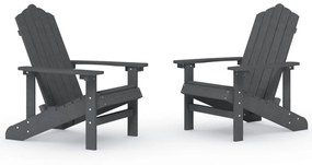Καρέκλες Κήπου Adirondack 2 τεμ. Ανθρακί από HDPE - Ανθρακί