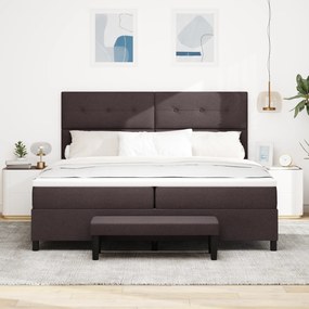 vidaXL Κρεβάτι με Στρώμα & Πάγκο Σκούρο Καφέ 200x200 εκ Ύφασμα