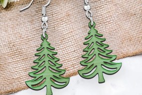 Σετ των 3 Intra απο ξύλο plywood 3mm-4mm πάχος Χριστουγεννιάτικα σκουλαρίκια με λέιζερ. Δίασταση 4x4 cm INTRAFABR-106415653