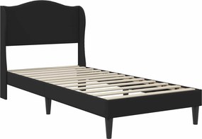 vidaXL Σκελετός κρεβατιού με στρώμα Μαύρο 90 x 190 cm Τεχνητό Δέρμα
