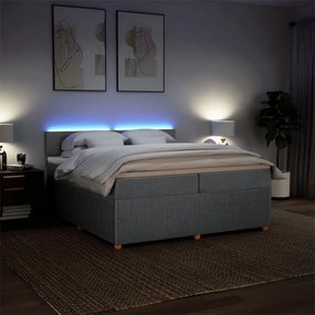 Κρεβάτι Boxspring με Στρώμα Ανοιχτό Γκρι 200x200 εκ. Υφασμάτινο - Γκρι