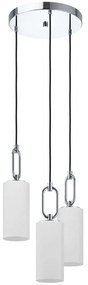 Φωτιστικό Οροφής Majana 390128 Φ37x150cm 3xE27 40W Chrome-White Eglo Steel,Opaline