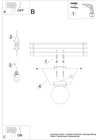 Sollux Φωτιστικό οροφής Yoli 1,χάλυβας/γυαλί,1xG9/12w,μαύρο