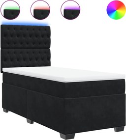 vidaXL Κρεβάτι Boxspring με Στρώμα Μαύρο 90x200 εκ. Βελούδινο