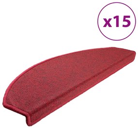 vidaXL Πατάκια Σκαλιών 15 τεμ. Μπορντό Ημίστρογγυλά Μεγάλα 65x24x4 εκ.