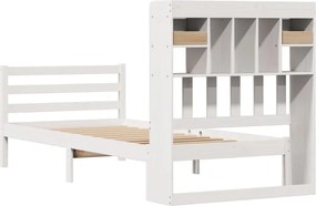 vidaXL Κρεβάτι Βιβλιοθήκη Χωρίς Στρώμα Λευκό 75x190 εκ Μασίφ Πεύκο