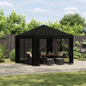 vidaXL Κιόσκι 3 x 3 m Μαύρο Πολυεστέρας και Χάλυβας 190 gsm