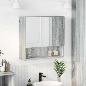vidaXL Ντουλάπα Καθρέφτη με ράφι Επιτοίχιο Γκρι sonoma 59 x 17 x 55 cm