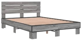 vidaXL Πλαίσιο Κρεβατιού Γκρι Sonoma 140x190 εκ. Επεξ. Ξύλο &amp; Μέταλλο
