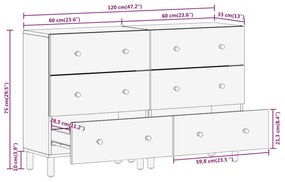 Βοηθητικά Ντουλάπια 2 Τεμ. Μαύρα 60x33x75 εκ. Μασίφ Ξύλο Μάνγκο - Μαύρο