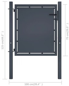 vidaXL Πόρτα Κήπου Ανθρακί 100x75 εκ. από Ατσάλι