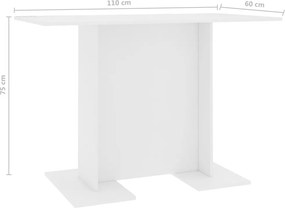 vidaXL Τραπεζαρία Λευκή 110 x 60 x 75 εκ. από Επεξ. Ξύλο