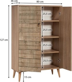 Παπουτσοθήκη - Ντουλάπι Soho Megapap χρώμα sonoma 80x36x127εκ.