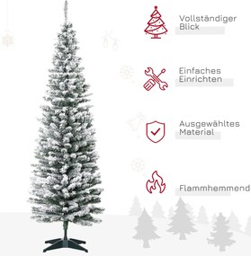 HOMCOM Τεχνητό Χριστουγεννιάτικο Δέντρο, 210 cm, Πριονωτά κλαδιά PVC, Αναδιπλούμενο, Μεταλλική βάση, Πράσινο/Λευκό