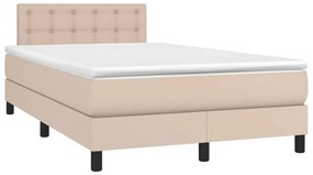 vidaXL Κρεβάτι Boxspring Στρώμα&LED Καπουτσίνο 120x190 εκ. Συνθ. Δέρμα