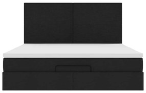 vidaXL Οθωμανικό κρεβάτι με στρώμα Μαύρο 180x200cm Ύφασμα