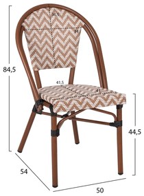 Καρέκλα Bamboo Look σε Καφέ και Μπεζ-Λευκή Επένδυση 50x54x84,5 Υ Εκ.