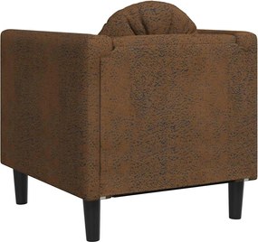 vidaXL Πολυθρόνα Καφέ Συνθετικό Καστόρι με Μαξιλάρι