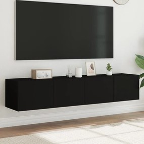 Έπιπλα Τοίχου Τηλεόρασης με LED 2 Τεμ. Μαύρα 80x35x31 εκ.
