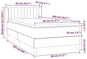 Κρεβάτι Boxspring με Στρώμα Κρεμ 80 x 200 εκ. Υφασμάτινο - Κρεμ