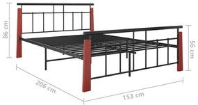 vidaXL Πλαίσιο Κρεβατιού 140 x 200 εκ. Μέταλλο/Μασίφ Ξύλο Δρυός