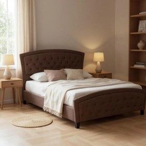 Κρεβάτι Alexia Megapap υφασμάτινο χρώμα καφέ 160x200εκ.