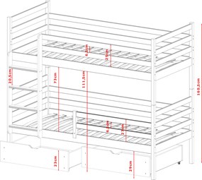 NEMO 80x160 white bunk bed Lano Furniture