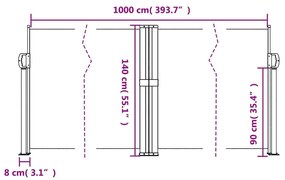 Σκίαστρο Πλαϊνό Συρόμενο Taupe 140 x 1000 εκ. - Μπεζ-Γκρι