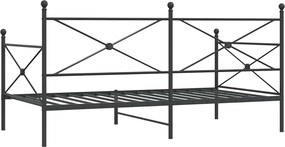 vidaXL Κρεβάτι ημέρας χωρίς στρώμα Μαύρο 107x203 cm Ατσάλι