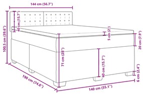 Κρεβάτι Boxspring με Στρώμα Ανοιχτό Γκρι 140x190 εκ. Βελούδινο - Γκρι