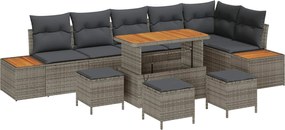 vidaXL Σετ Καναπέ Κήπου με μαξιλάρι 10 pcs Γκρι
