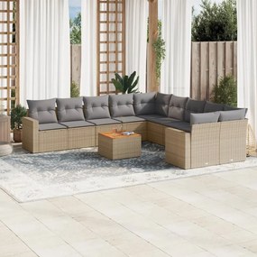 vidaXL Patio Sofa Set 10-θέσια Μικτό μπεζ και γκρι