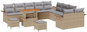vidaXL Σετ Καναπέ Κήπου 13 pcs Μπεζ συνθετικό ρατάν