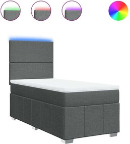 vidaXL Κρεβάτι Boxspring με Στρώμα Σκούρο Γκρι 80x200 εκ. Υφασμάτινο