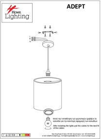 Φωτιστικό Οροφής SE21-BL-B10-BL1W-SH1 ADEPT PENDANT White Fabric Wall Lamp + - 51W - 100W - 77-9007