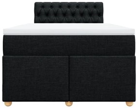 Κρεβάτι Boxspring με Στρώμα Μαύρο 120x200 εκ. Υφασμάτινο - Μαύρο