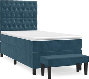 vidaXL Κρεβάτι Boxspring με Στρώμα Σκούρο Μπλε 80 x 200 εκ. Βελούδινο