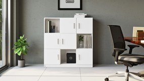 Βιβλιοθήκη Vo7-W 119,9x37,6x121,6εκ - Χρώμα Λευκό