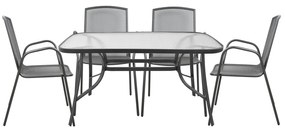 Set Dining Table 5 pieces Grey Table &amp; 4 Armchairs Grey color